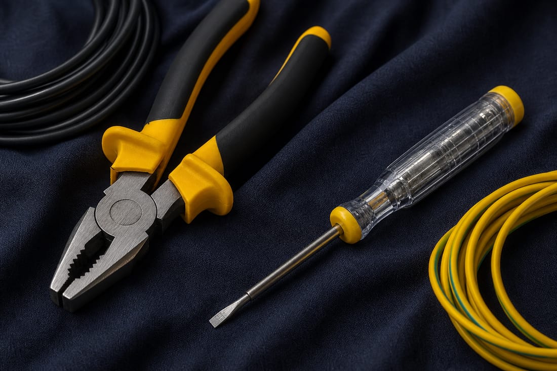 Exemple : outils d'électricien prêts pour intervention